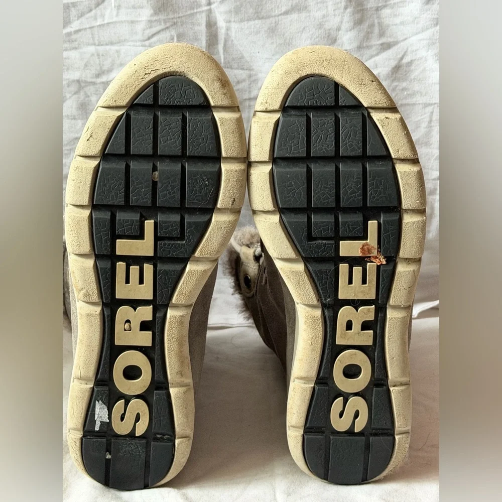 Sorel Explorer II Joan Mid Calf Winter Snow Boots Quarry/Black Womens Size 9.5